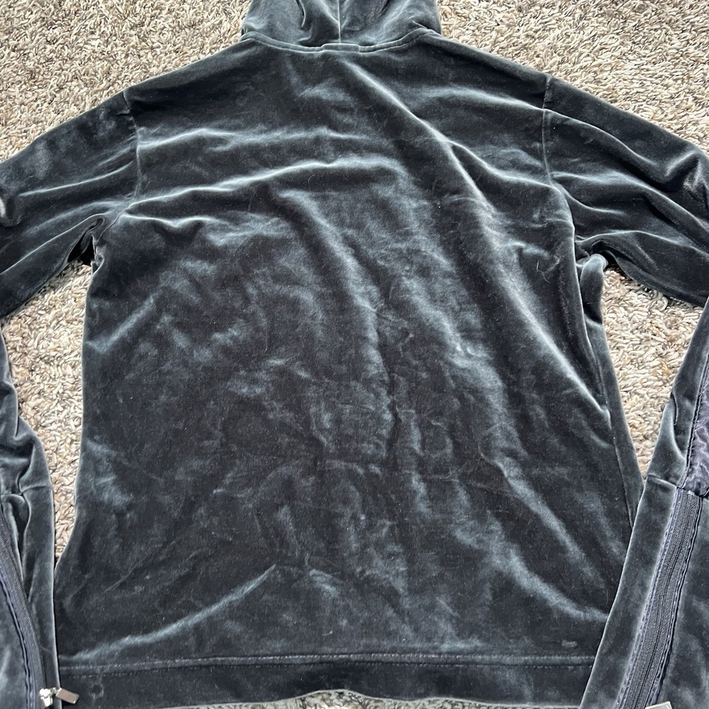 Nike Woman's Velour Zip Up Track Jacket Large 12-14 Gray Stripe Y2K Inspired - Picture 7 of 7